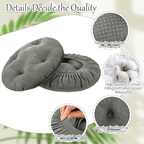 Image of 4 Pieces Bar Stool Cover Non Slip Padded Cushion, 14.2 Inch, Dark Gray