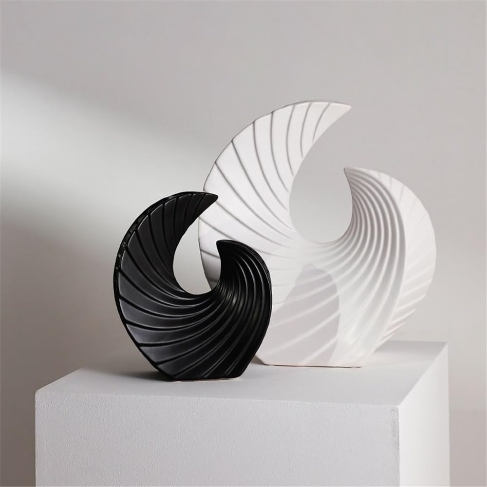 Adorno de Escritorio Esculturas Modernas de Resina, Objetos Decorativos for el hogar, Sala Estar, Oficina, estantería y Escritorio (Negro Blanco)