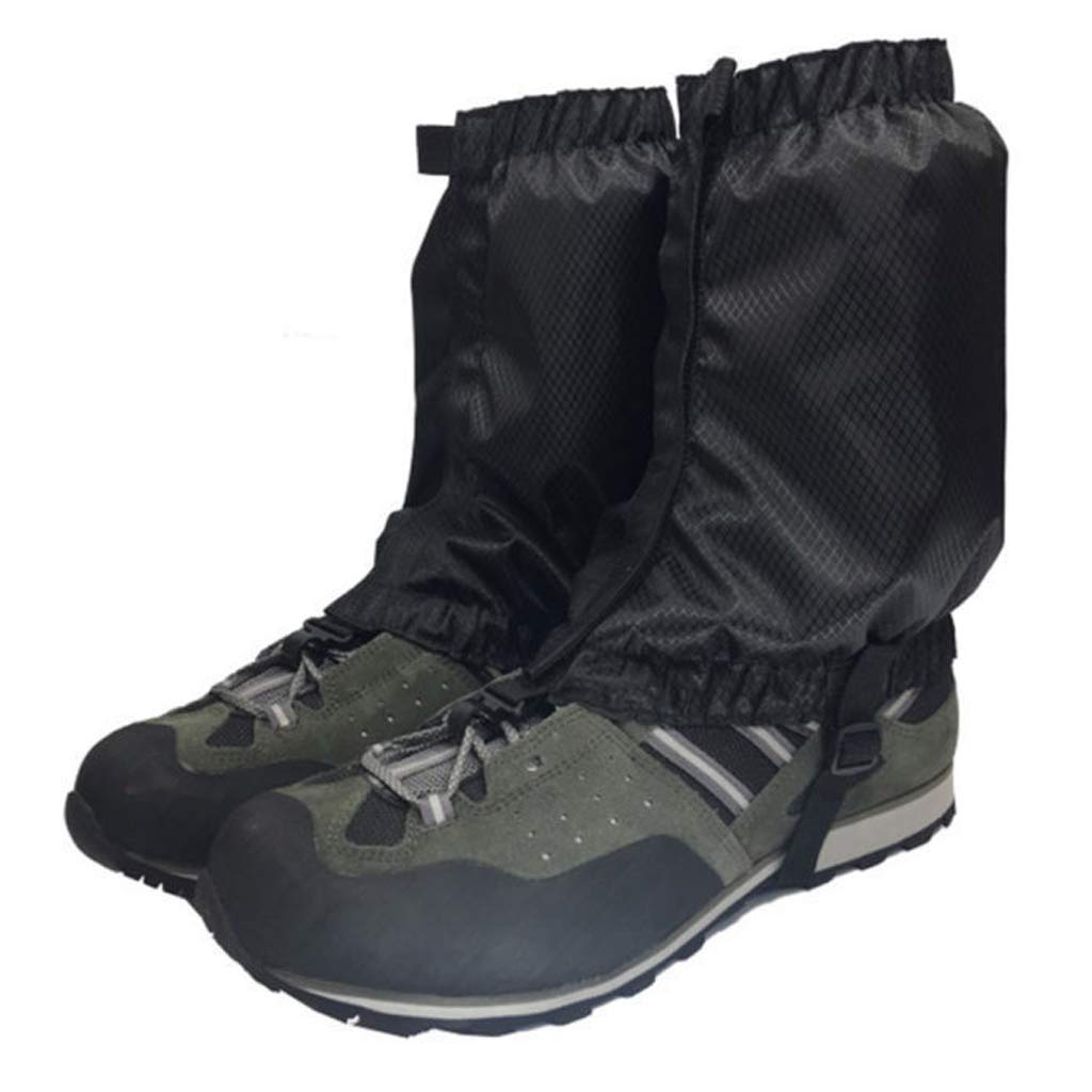 Polainas de tobillo impermeables ajustables para senderismo mochilero - Negro 2 pares