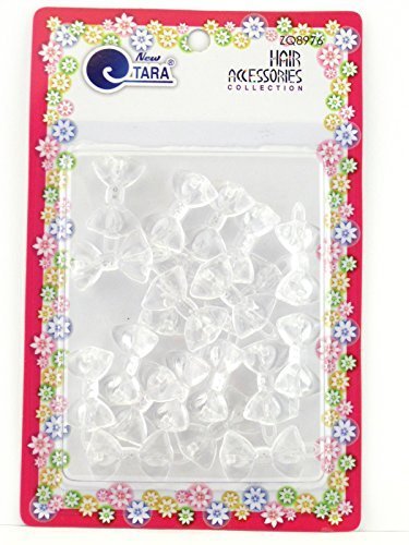 Tara Girls Self Hinge Plastic Mini Bow Hair Barrettes - Clear - 20 Pcs.