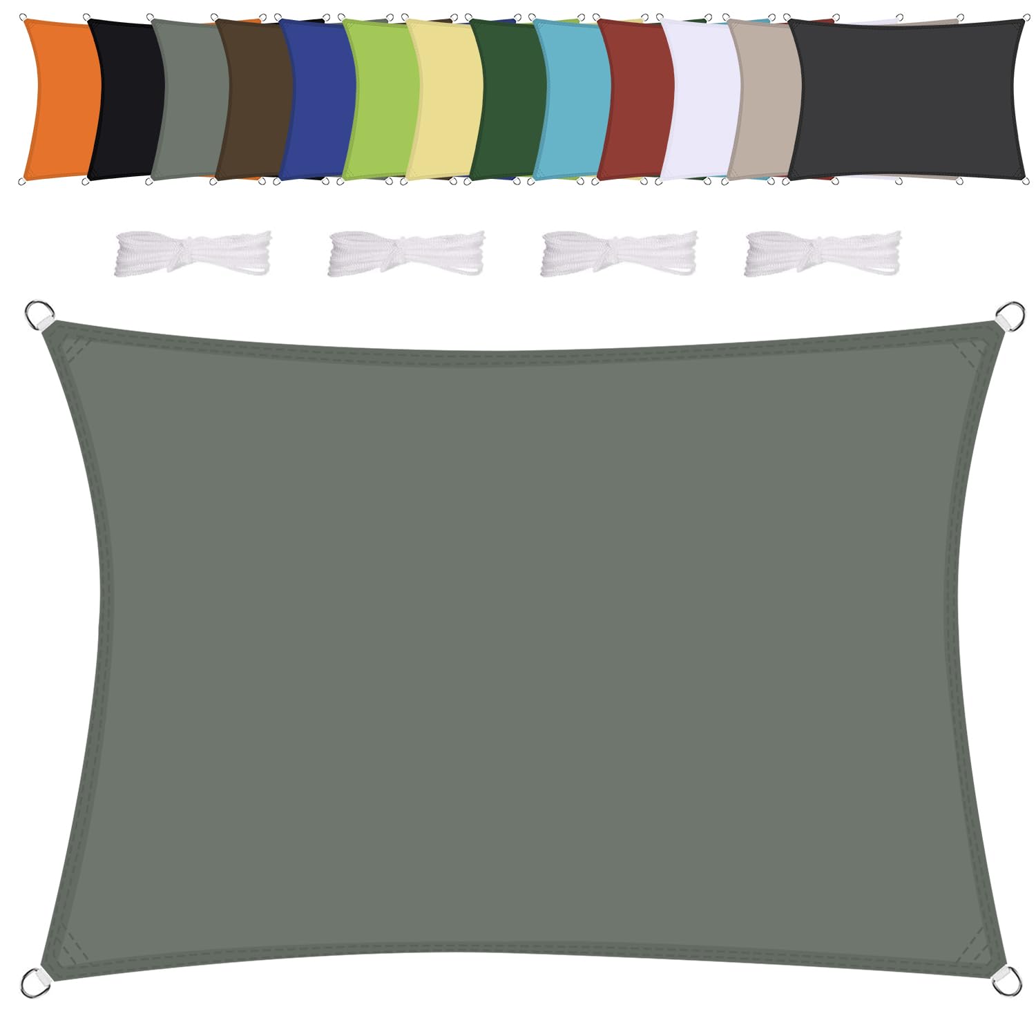 Voile d'ombrage 2x5m gris contre la chaleur et la pluie sur la terrasse