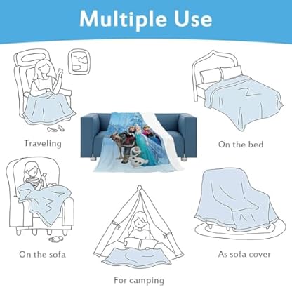 Frozen Kuscheldecke Cartoon Frozen Decke Flauschig 3D Anime Kuscheldecke für Couch Blanket, Übergroße Warme Super Weiche Decke Schlafdecke Sofadecke Reisedecke 150x100cm – Bild 4