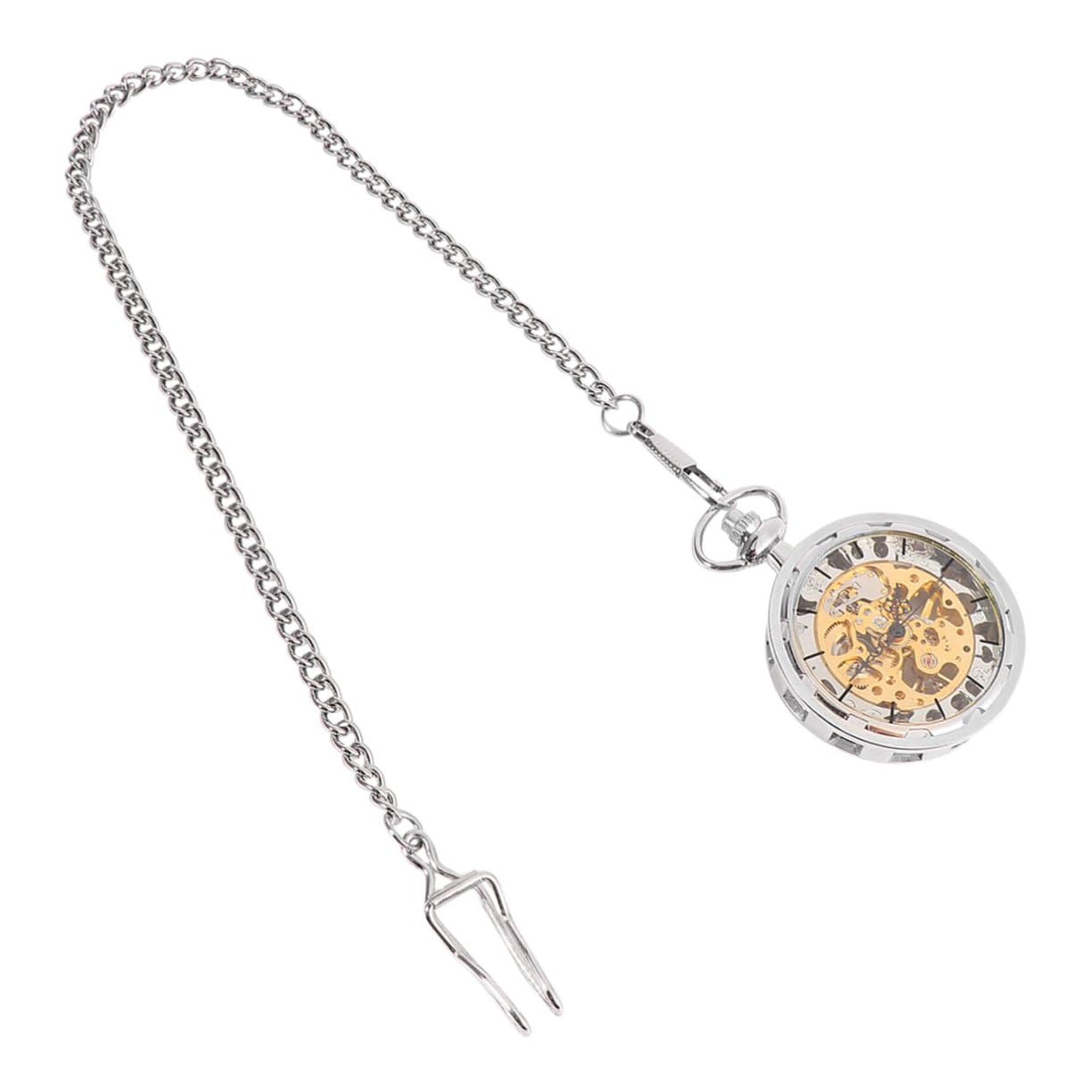 Mechanische Taschenuhr aus Legierung, Silber, Durchbrochen im Vintage Stil