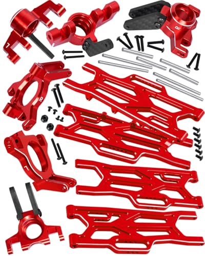 RcarmubWow RC Upgrades Part for 1/10 Kraton 4x4 4S V2 BLX,Outcast 4X4 4S V2 BLX,Alloy Aluminium Front Rear Suspension Arms,Front Steering Blocks,Caster Blocks,Rear Stub Axle Carriers,Red