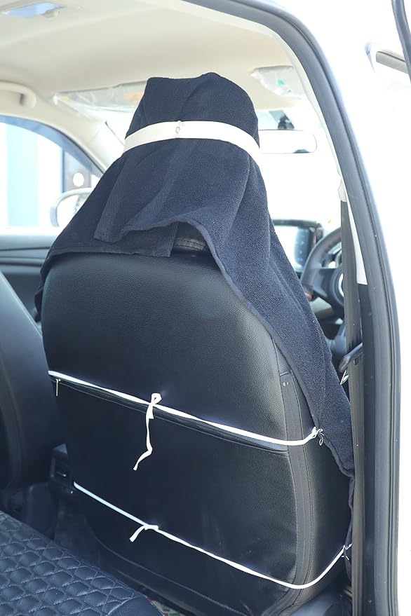 Image of VVIP BAGDA A New 100% Solid Large Luxury All CAR Seats Cotton Car Seat Towel Car Seat Towel Cover Comfortable Driving SUV,Sports, (Pack of -1) (Black)
