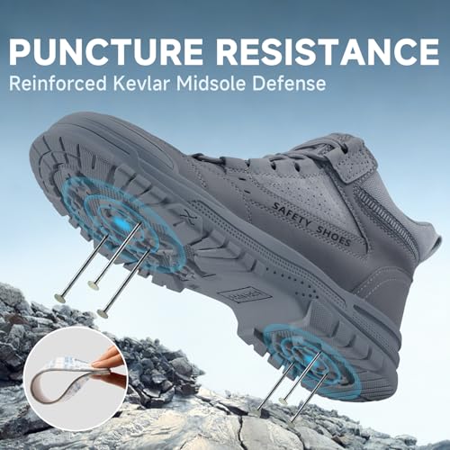 Image of Steel Toe Work Boots for Men - High Top Puncture Resistant Safety Boots - Industrial Boot for Worker - Comfortable Work Boot for Construction