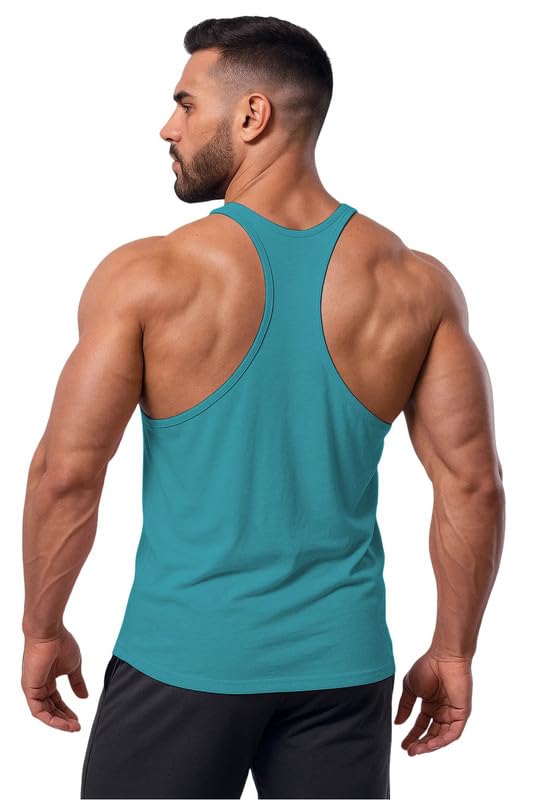 XOLANI Men's Cotton Printed Sleeveless Racer Back Sports Gym Boxing Workout Activewear Bodybulding Quick Dry Fit Gym Vest Tank Top VX13-image-5
