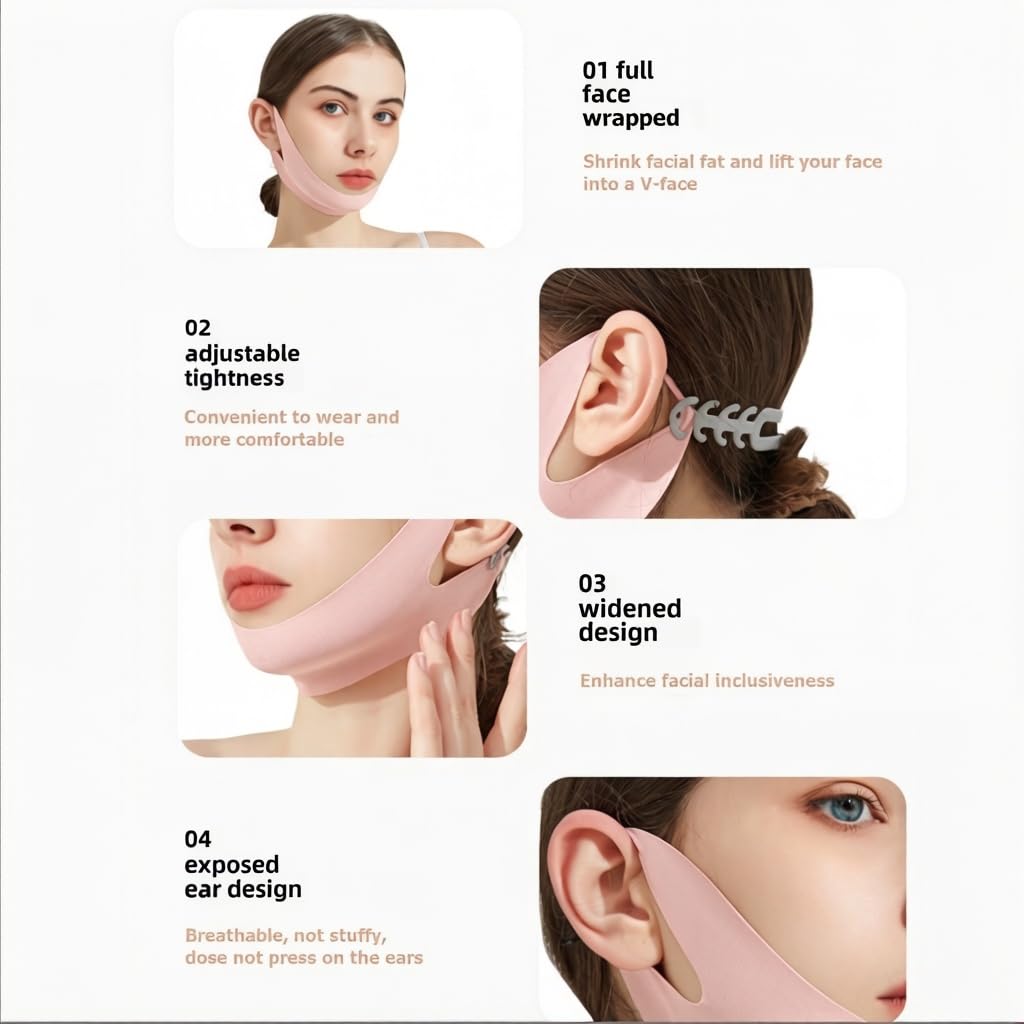 Face Lift Strap for Chin Wrinkles Lifting Saggy Skin Lift Strap for Sleeping 5PCS Jawline Exerciser for Women and Men V Line Mask V Shape Face Tape Chin and Neck Mask for Lifting - Image 7