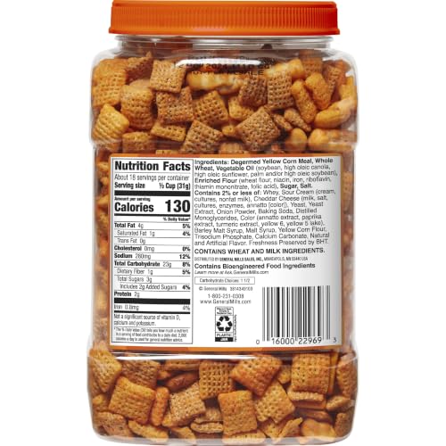 Image of Chex Mix Cheddar Snack Mix, Salty Snacks Tub, 20 oz