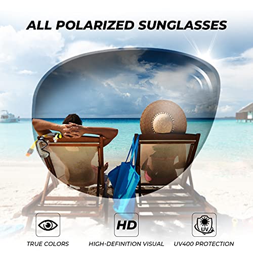 CARFIA Wide Temples Pilot Sunglasses for Men Polarized UV400 Protection Classic Trendy Style Eyewear CA53784