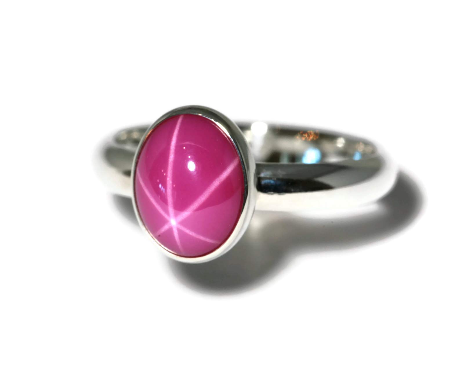 Salish Sea InspirationsSalish Sea Inspirations Oval Created Pink Star Ruby Argentium Silver Ring N-S (Large - 10x8mm)