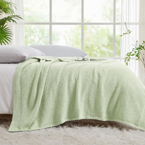 Image of CYMULA Knit Throw Blanket for Mint Green - Super Soft Lightweight Plush Fuzzy Fluffy Cozy Blankets and Throws for Sofa Bed, 60 x 80 inches