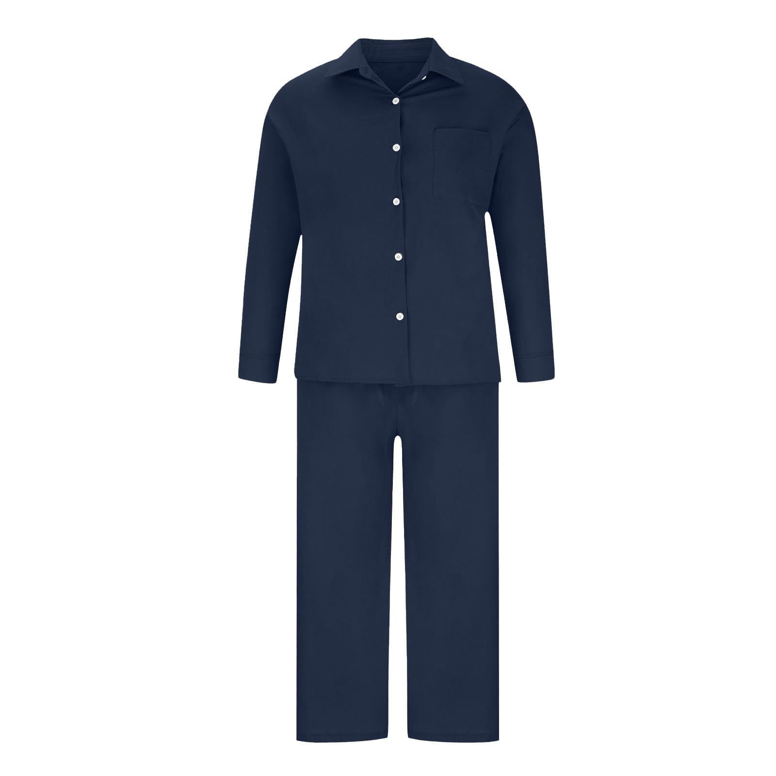 Damska koszula plus size 22 lniane co-Ord UK - letnia koszula z długim rękawem i spodnie z szerokimi nogawkami, damski 2-częściowy strój na plażę, wakacje, wyjścia, dresy wypoczynkowe