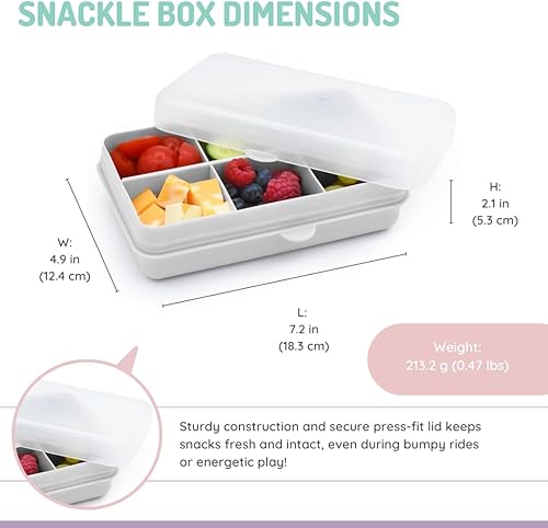 Miniatura 3 de melii Mini caja de aperitivos – 6 compartimentos, contenedor dividido para aperitivos, almacenamiento de alimentos para niños y adultos, divisores