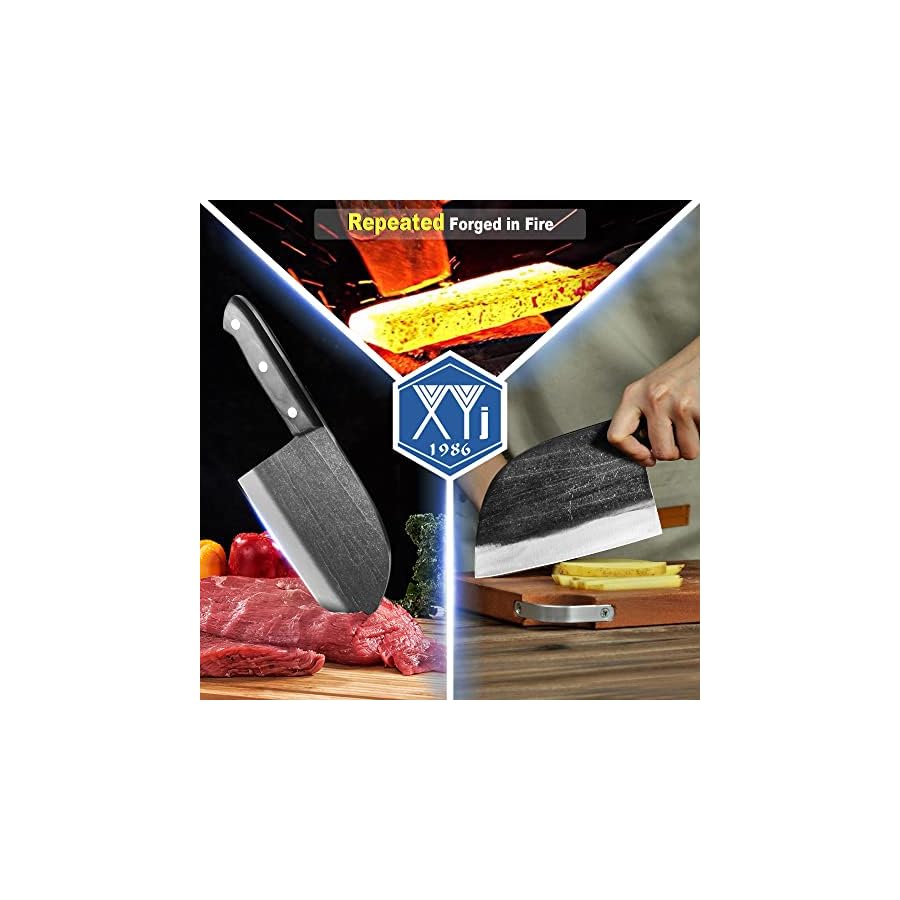 Authentic-XYJ-Since-1986Outstanding-Ancient-Forging67-Inch-Full-TangSerbian-Chefs-knifeChef-Meat-CleaverKitchen-KnivesSet-with-Leather-SheathTake-CarryingButcherfor-Camping-or-Outdoor XYJ Authentic Since 1986,Outstanding Ancient Forging,6.7 Inch Full Tang,Serbian Chefs knife,Chef Meat Cleaver,Kitchen Knives,Set with Leather Sheath,Take Carrying,Butcher