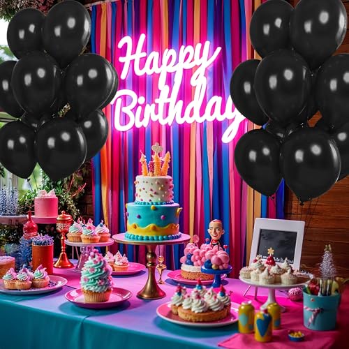 Image of Party Propz Black Balloons for decoration- 25 Pcs Black balloons for Birthday Decoration Items | Balloons for Birthday | black theme birthday decoration | birthday decoration items (latex)