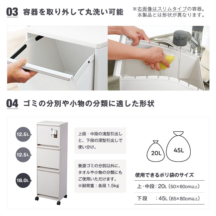 Amazon｜アスベル ゴミ箱 分別 ワイド 3段 縦型 おしゃれ キッチン
