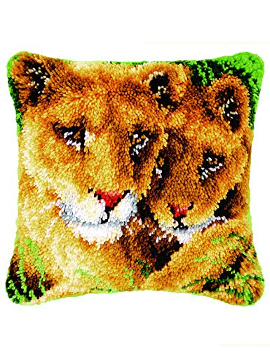 Image of clubevy Latch Hook Kits DIY Crocheting Embroidery Throw Pillow Needlework Cross Stitch Kits (Lion2)