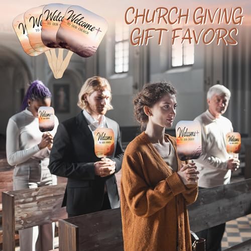 Image of Yousoontic 25 Pcs Christian Church Fans Handheld Bulk Visitors Welcome to Church Paper Fans Religious Bible Verse Gifts Christian Party Favors Religious Decorations for Sunday School Women Men