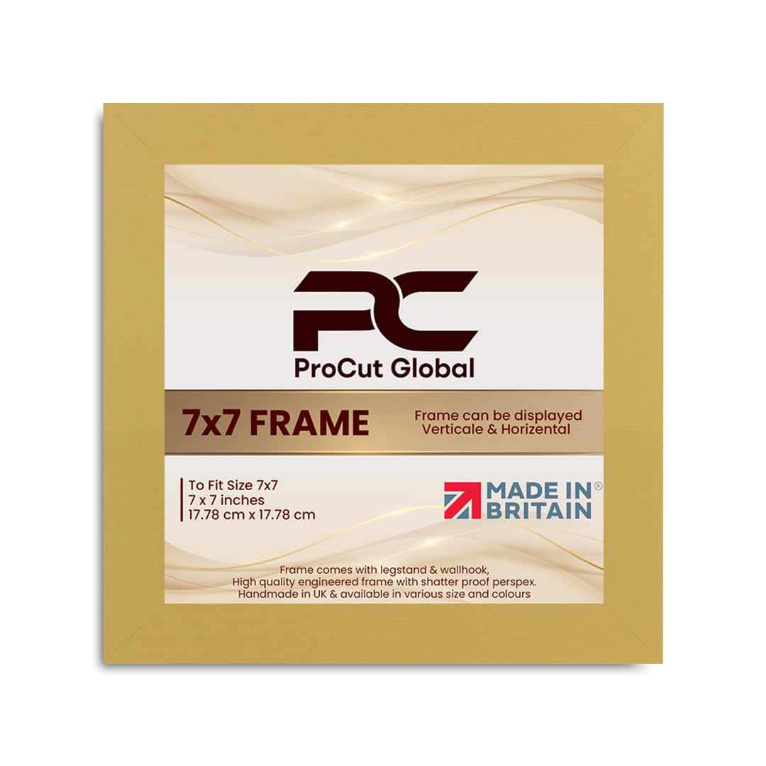 Procut Global 7X7 Mustard Yellow Picture Frames - Modern Wooden Photo Frame with Shatterproof Perspex for Wall or Tabletop - Perfect for Posters, Certificates, Prints - Sizes & Colors Available