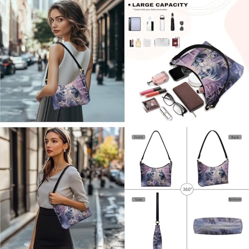 ladies Underarm Purse and Wallet Set of 2, Leather Shoulder Purse Crescent Bags Hobo Tote with Wristlet Wallet3