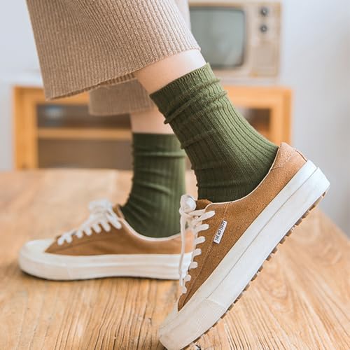 Image of Women Crew Socks, Solid Color Boot Socks for Women Ladies 9 /10 Pairs
