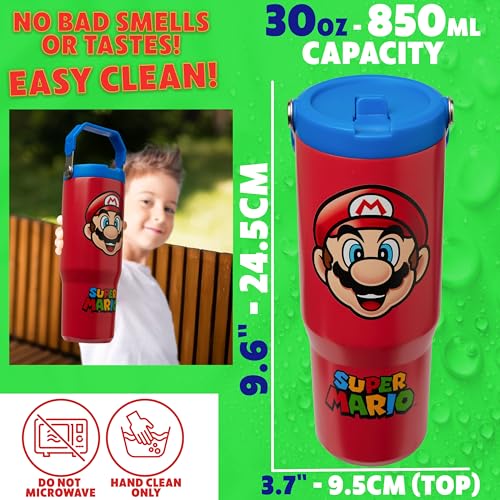 Image of Get Trend Super Mario Tumbler Stainless Steel with Straw 30oz Kids Teens Insulated Cup with Lid Travel Mug Cups for School Sports Gifts for Kids (Red Super Mario)
