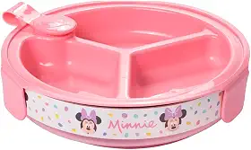 Plasútil, Prato Térmico Infantil Minnie com 3 Divisórias e Ventosa Livre de BPA