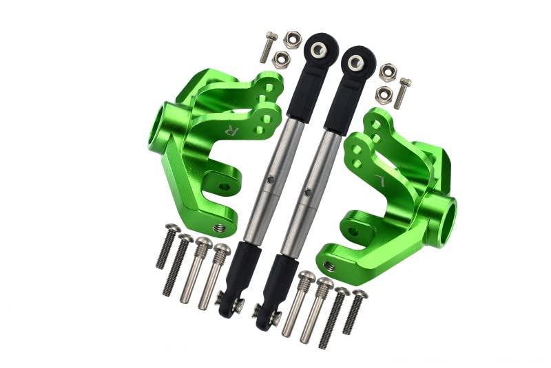 1/10 Baja Rey 4WD Desert Truck (LOS03008) Upgrade Parts Aluminum Front Knuckle Arm + Stainless Steel Adjustable Tie Rods - 18Pc Set Green