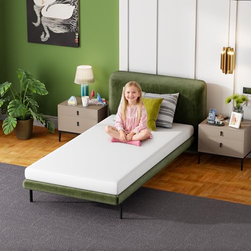 Image of FDW | 5 Inch Twin XL Mattress | Medium Firm | Gel Memory Foam Mattress | White | Bed in a Box, CertiPUR-US Certified | Pressure Relief, Cooling Ventilated Foam | Washable Removable Cover
