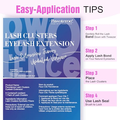 Image of Pawotence Lash Clusters Natural 30D Cluster Eyelash Extensions 8-15mm Individual Lashes Cluster Wispy 280pcs Eyelash Clusters Lash Extension for Self Application (30D, 0.07D, 8-15mm)