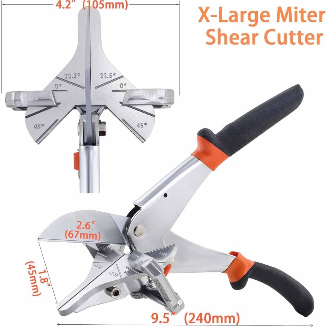 UpToDateTools X-Large Sharp Multi-Angle Miter Shear Cutter with 0 to 135 Degrees, Adjustable Angular Cutting Scissors for PVC Cord Cover, Baseboard Molding, Quarter Round Trim, Tile Edge - Image 7 thumbnail