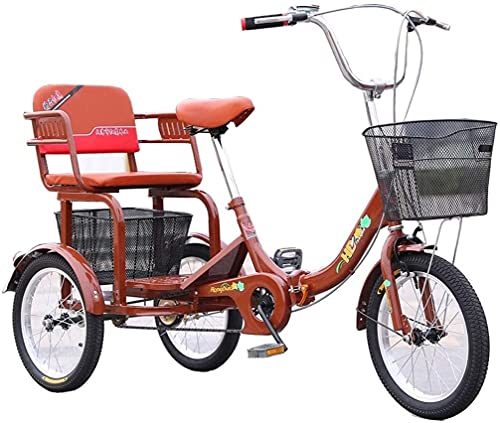 PAGOIAAR Adult Cargo Tricycles Beach Cruiser Bikes Shopping Folding Trike Adult Tricycle Seniors 3 Wheel Bike 16 Inch Three-Wheeled Bicycle with Large Shopping Basket Exercise Pedal Men Women