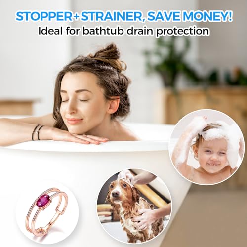 Image of zaa 5 Pcs Bathtub & Shower Drain Hair Catcher, 2 Pack Silicone Collapsible Drain Protector and Drain Cover with 3 Snake Drain Clog Removers, for Pop-Up and Regular Drains of Tub, Shower, Bathroom