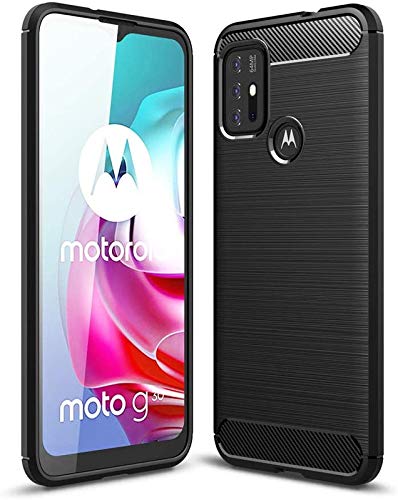 Image of NPRC Hybrid Ultra Slim Protective Case TPU Non-Slip Carbon Fiber Texture Shockproof Case Cover for Moto G10 - Black