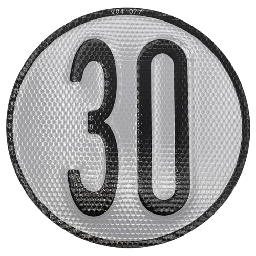 AUTOZOCO Placa Disco de Velocidad 30 Km/h V4 homologada vehículos agrícolas y maquinaria de obra - chapa V4 con Homologacion - accesorios maquinaria - PRL Obras y agricultura - 200mm