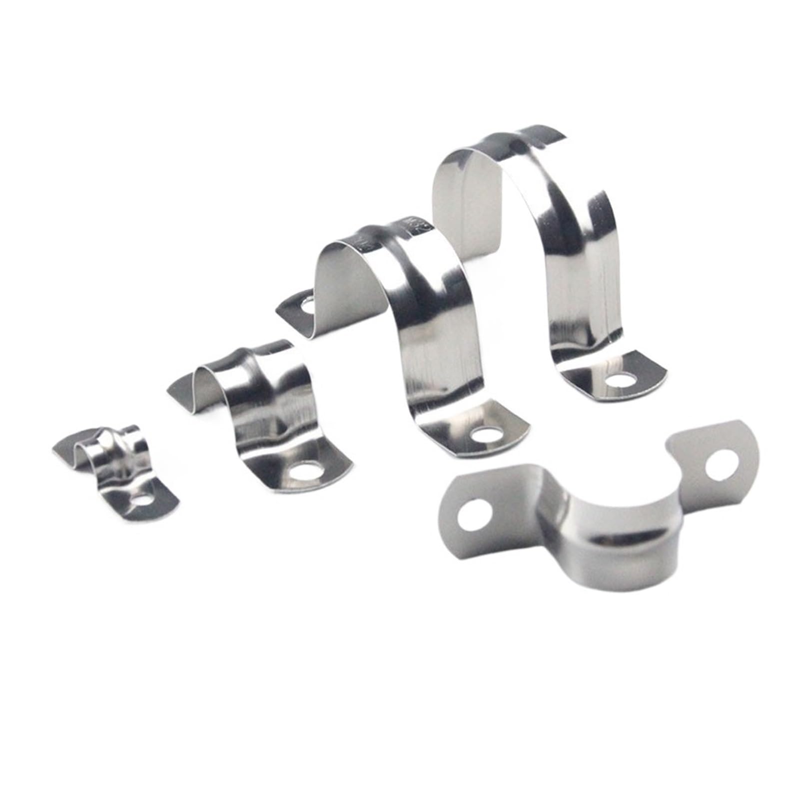 Axvoro One Color Saddle Strap Clamp 5/10Pcs 304 Stainless Steel Thickened Ohm Tube Card U Type Water Pipe Clamp Pipe Card Horseback Saddle Clamp Throat Hoop Bracket(5Mm 10Pcs)