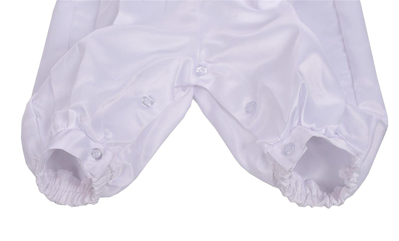 Lito Angels Satin Taufkleidung Taufanzug mit Hut für Baby Junge, Taufe Strampler Body Weiss Anzug, Größe 0-18 Monate