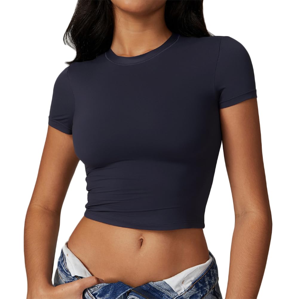 XYFfybhsd Yoga Fitness Clothes Gym Workout Sports Fitted Crop Tops for Women(Size:XL,Color:Grey)