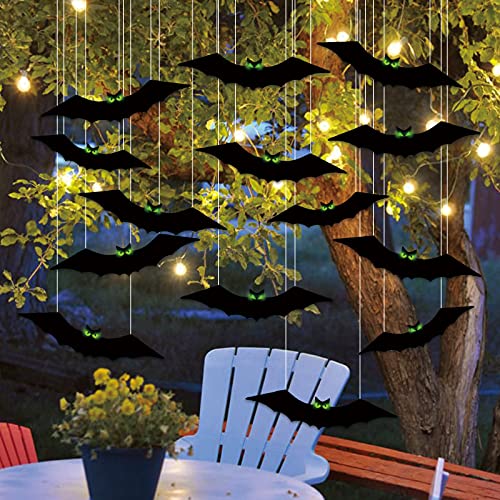 16PCS Halloween Outdoor Lawn Decorations Scary Bats with Glowing Eyes Hanging Yard Tree Sign 16PCS Halloween Outdoor Lawn Decorations Scary Bats with Glowing Eyes Hanging Yard Tree Sign