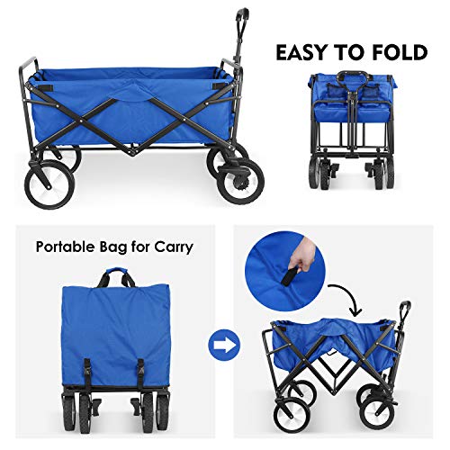 HEMBOR Collapsible Outdoor Utility Wagon, Heavy Duty Folding Garden Portable Hand Cart, with 8