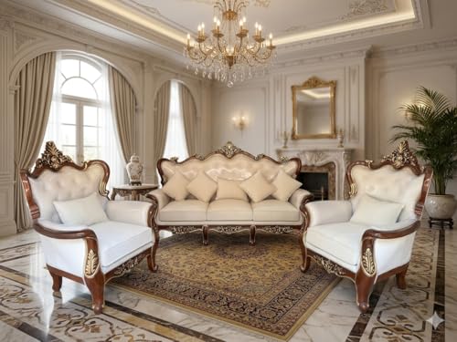 Image of Wooden Sofa Set Carving for Living Room (5 Seater Sofa @4)