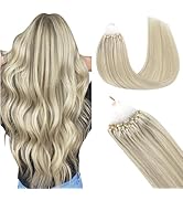 GOO GOO Micro Loop Tip Hair Extensions Real Human Hair, Ash Blonde Highlighted Platinum Blonde 50...