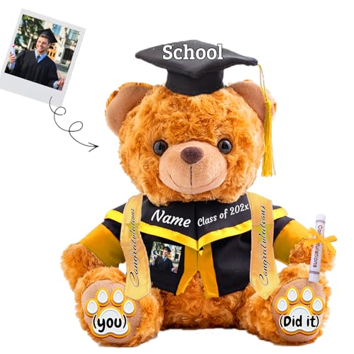 JABECODIFA Regalos de Graduación Personalizado Oso de Peluche con Texto Foto Osito Peluche como Regalos Personalizados Regalos de Graduacion para Hombres (20cm)