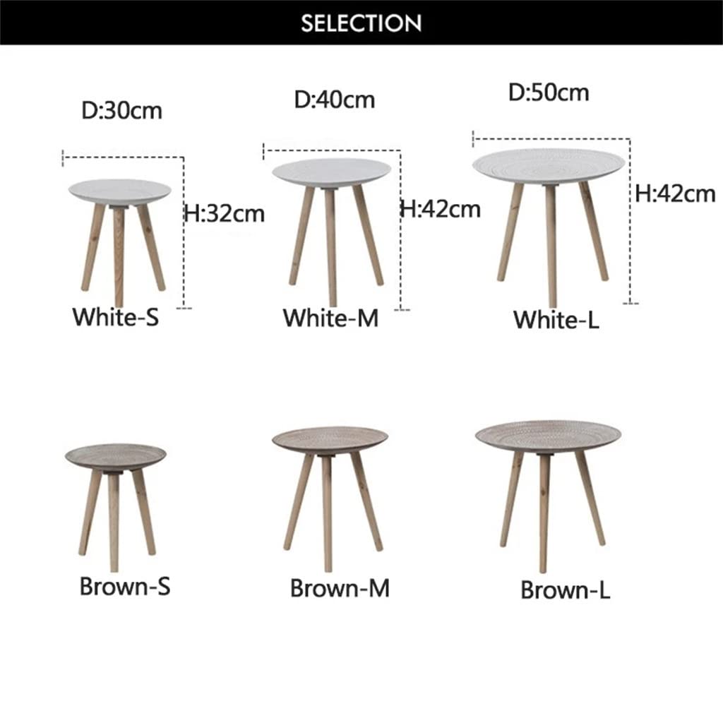 Mesa de Centro Redonda nórdica de Madera, Mesa Auxiliar para sofá, Mesa de té, Fruta, Aperitivos, Bandeja para Servir Platos, Escritorio pequeño para Sala de Estar (A)
