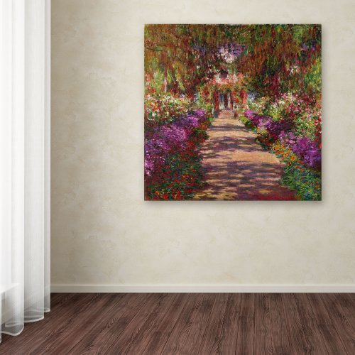 A Pathway In Monet's Garden By Claude Monet Work, 35 By 35-Inch Canvas Wall Art #TOP2