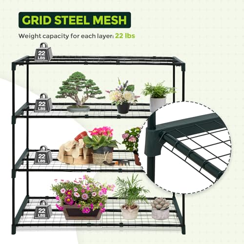 Image of EAGLE PEAK Greenhouse Shelving Staging Double 4 Tier, Outdoor /Indoor Plant Shelves, 42 inchx17 inchx42 inch, Green