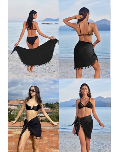 AI'MAGE Sarong Wraps for Women Swimsuit Coverups Beach Bathing Suit Cover Up Tassels Bikini Short Wrap Skirts for Swimwear4