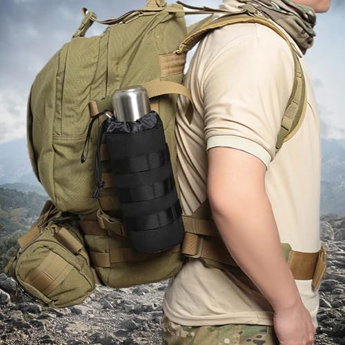 Taktisch Flaschenhalter Molle Flaschenhalter mit Kordelzug Molle Wasserflaschentasche Flaschenhalter Rucksack Tragbarer Wasserbehälter Beutel Tasche für Outdoor-Wandern, Jagd, Camping-Training