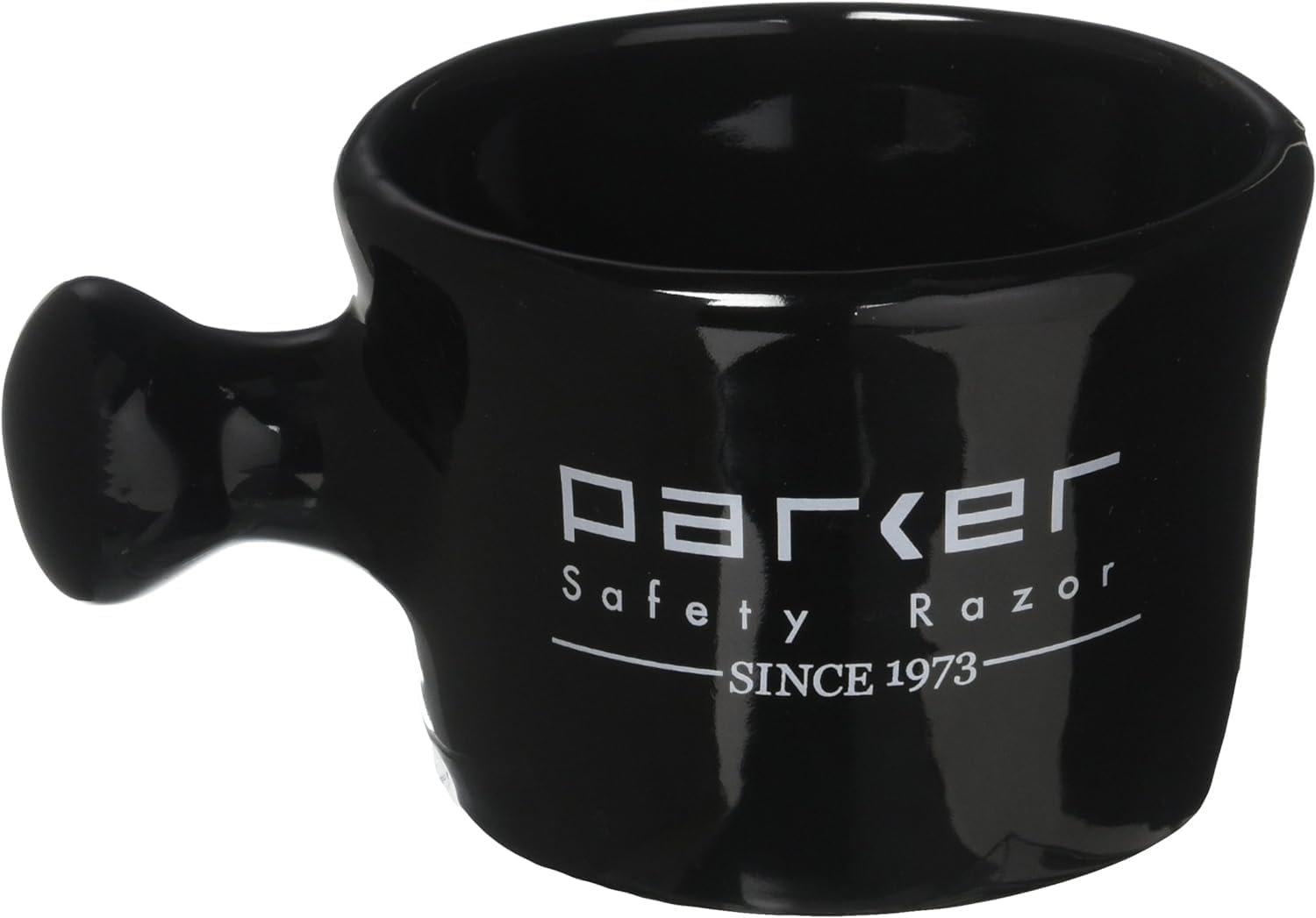 Parker Deluxe Stoneware Apothecary Shaving Mug โ for use with up to 3โ Shave Soaps and Lathering Shave Creams โ Handmade in the USA (Black)